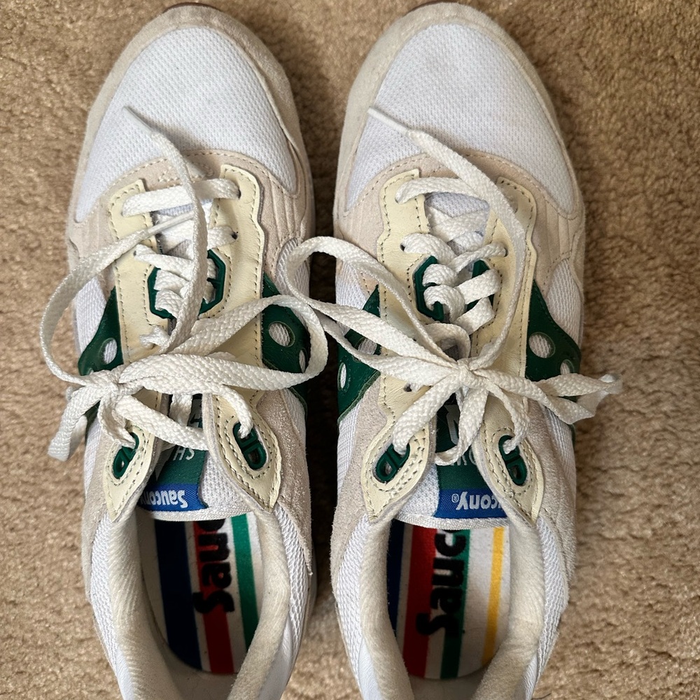 Saucony White and Green Athletic Shoes